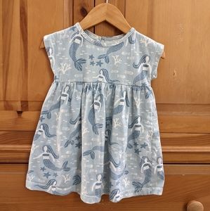 Winter water factory mermaid cropped sleeve dress. Light blue.